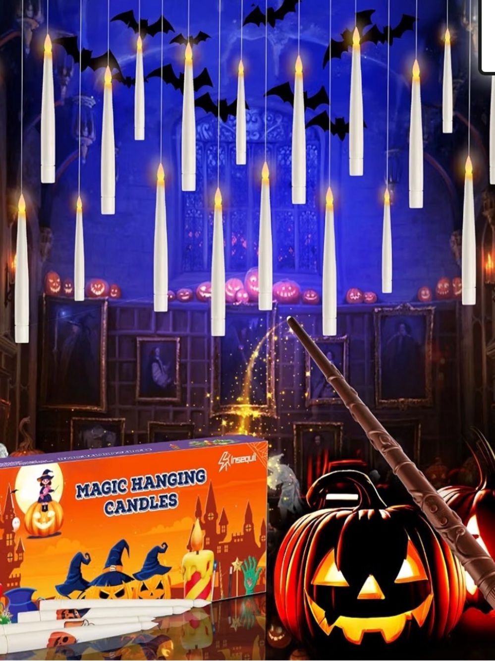 Magic Hanging LED Candles - White Halloween Hanging Decoration